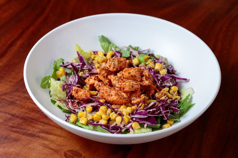 Southwest BBQ chicken salad with corn and black beans