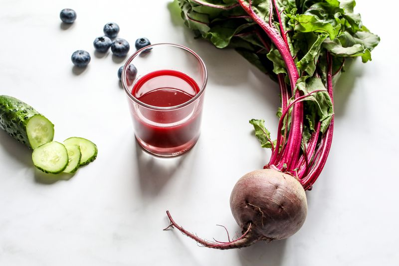 Fresh green detox smoothie with kale and cucumber